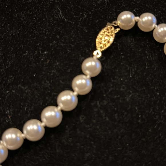 Faux Pearl Necklace Enhancer baguettes gold tone - Picture 3 of 4